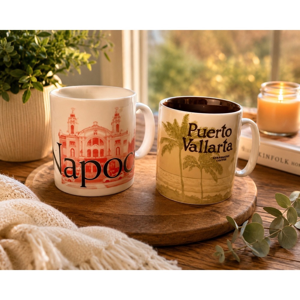 STARBUCKS Puerto Vallarta & Napoca City Coffee Mug Lot Collector Cups